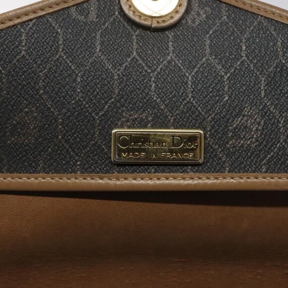 Christian Dior Honeycomb Canvas Shoulder Bag PVC Black Brown gold Auth bs23494 - Picture 13 of 16